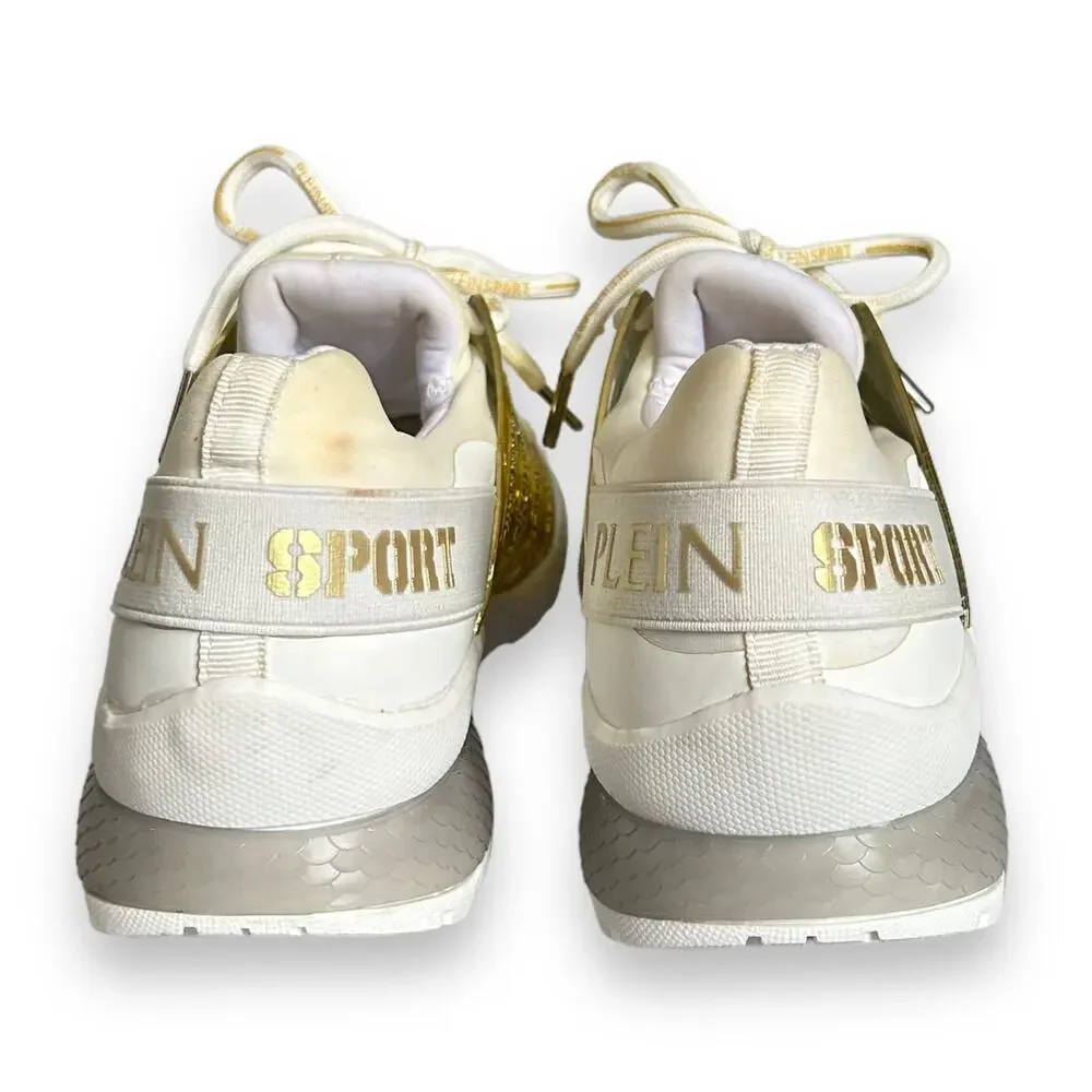 Plein Sport Gold Metallic Lace Up Shoes White Size 37/7 - Picture 8 of 16